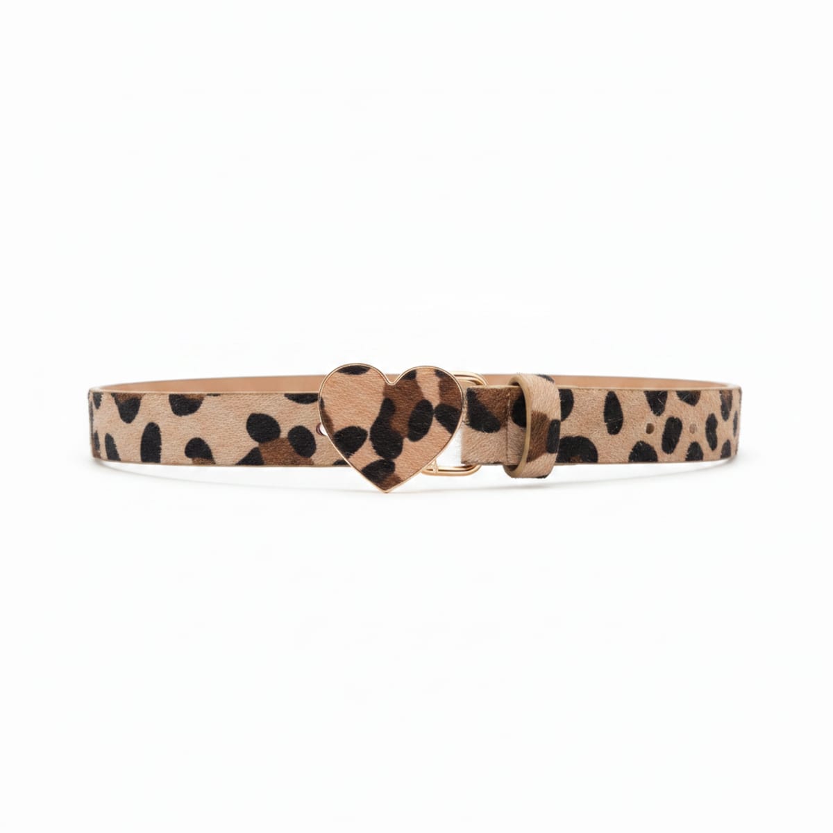 Cintura finto cavallino con fibbia cuore - Beige