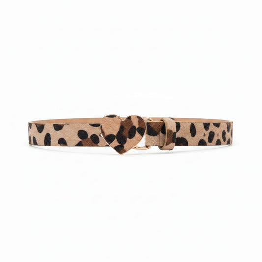 Cintura finto cavallino con fibbia cuore - Beige