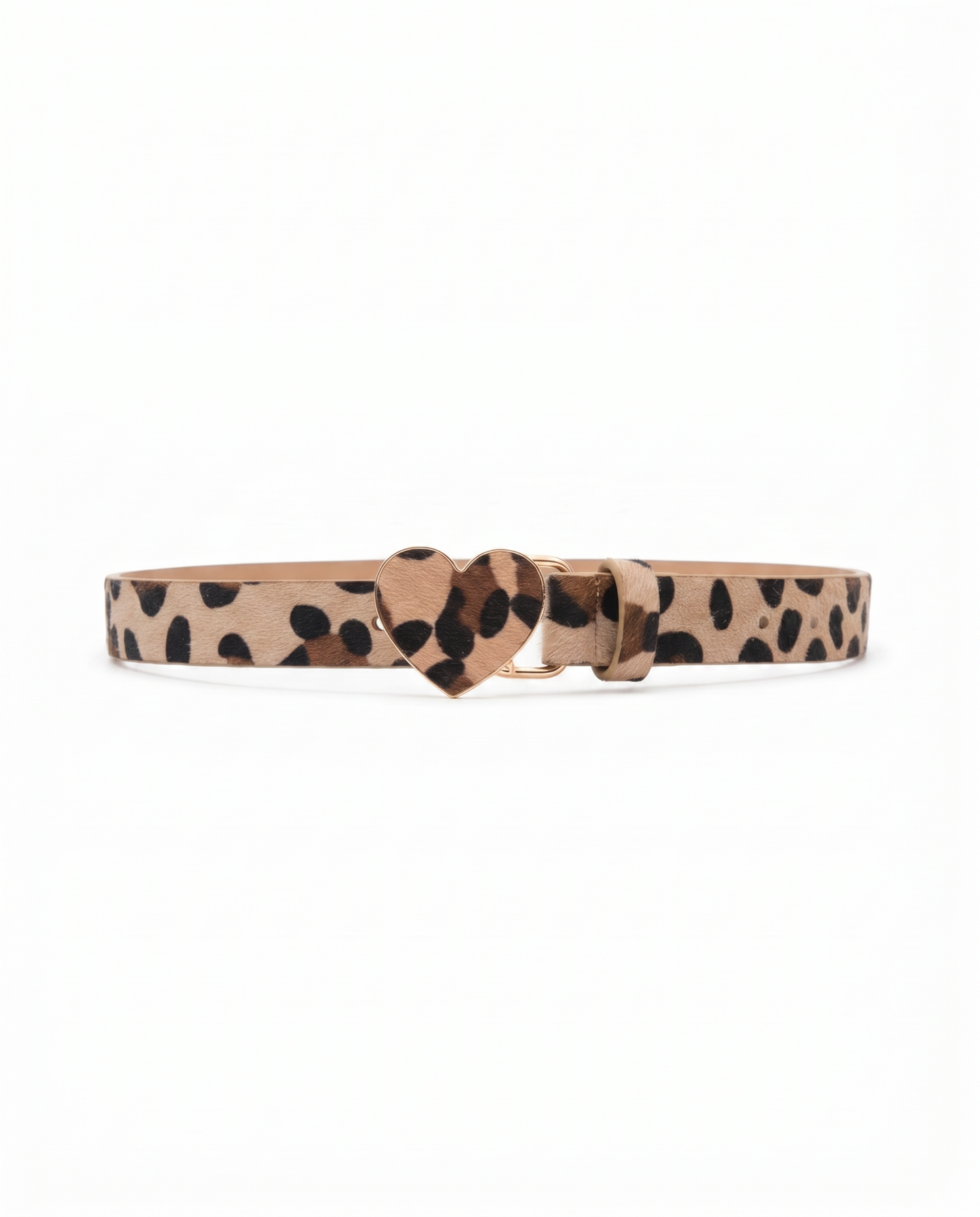 Cintura finto cavallino con fibbia cuore - Beige