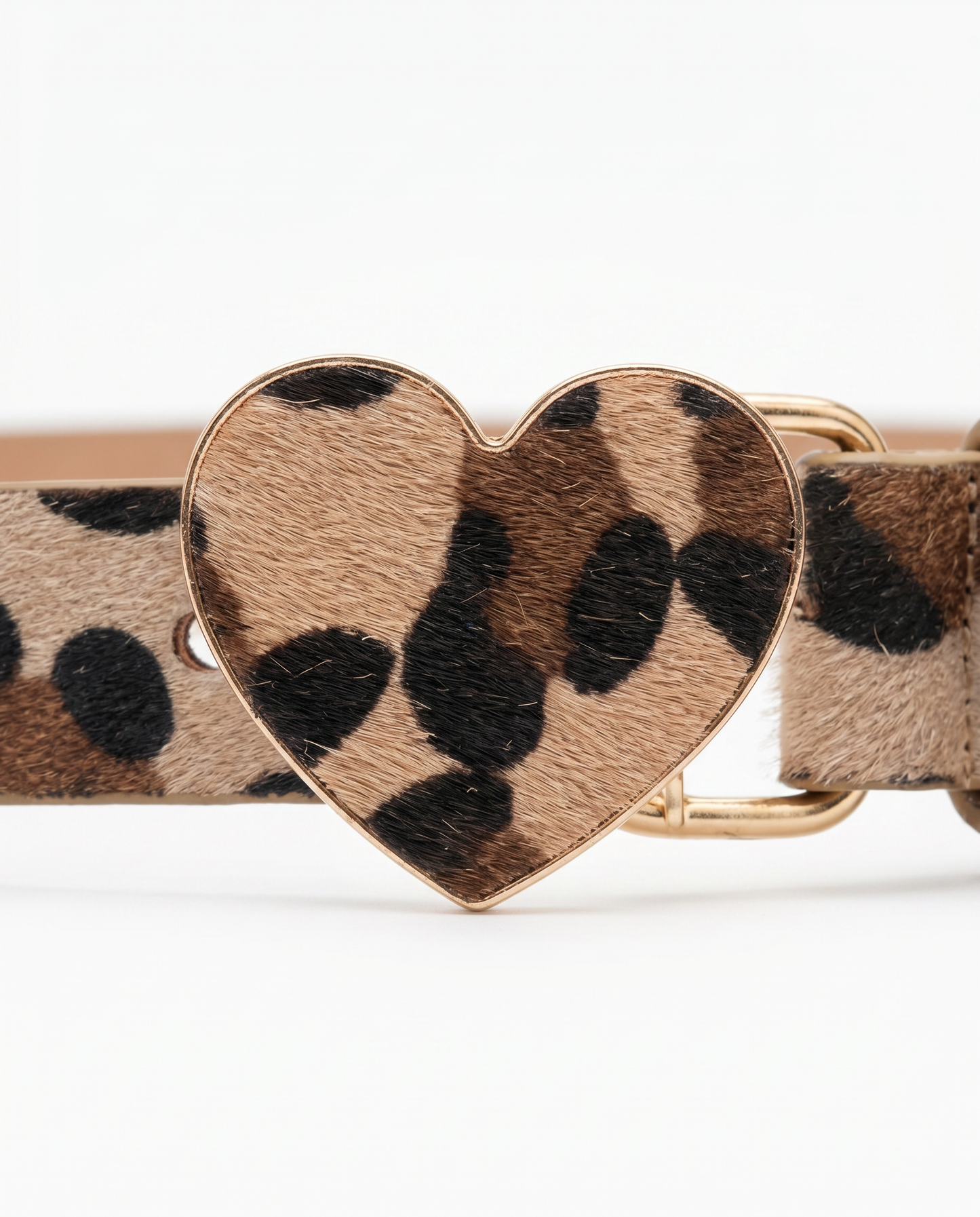Cintura finto cavallino con fibbia cuore - Beige