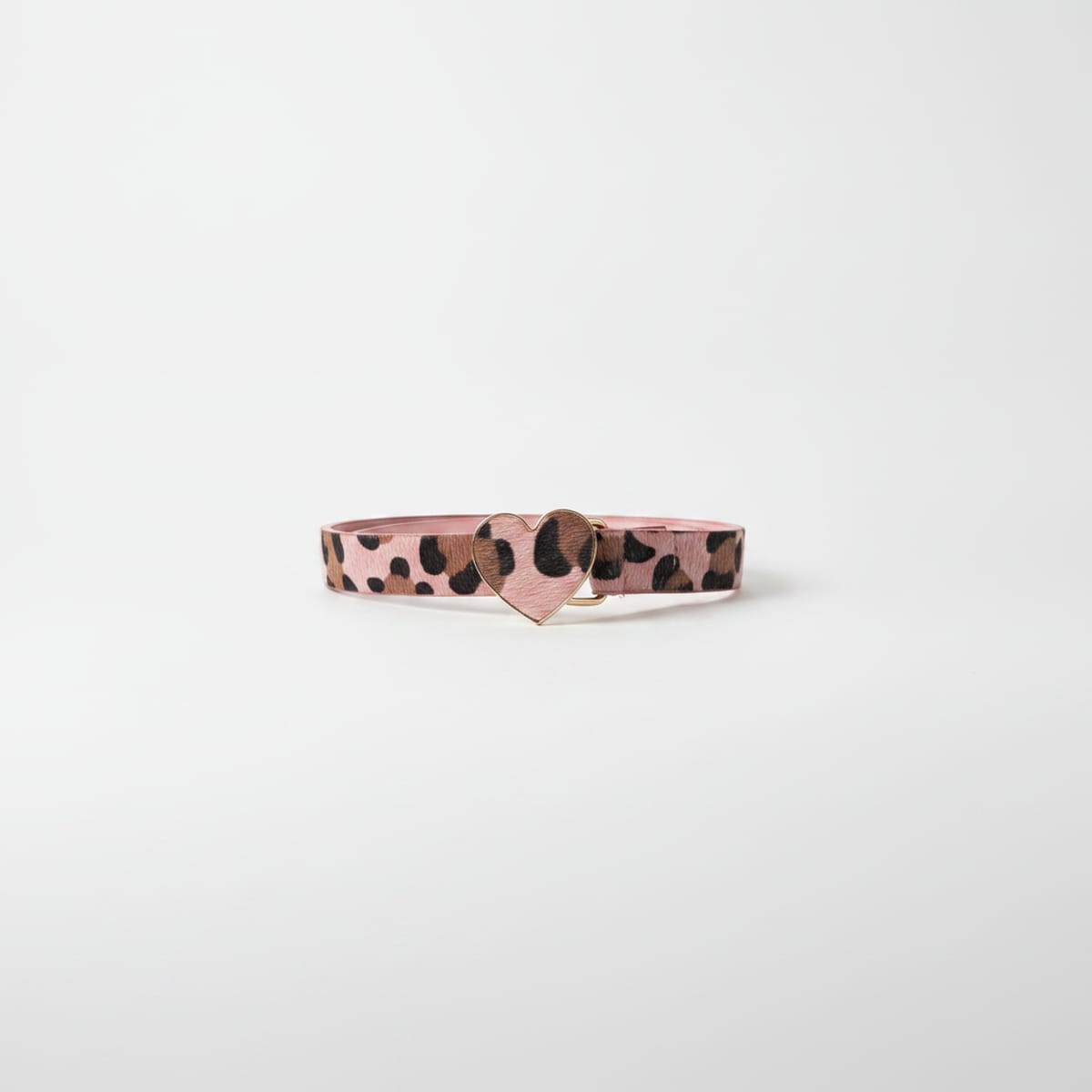 Faux pony belt with heart buckle - Pink
