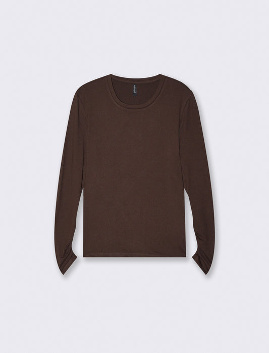 Basic long sleeve slim fit T-shirt - Brown