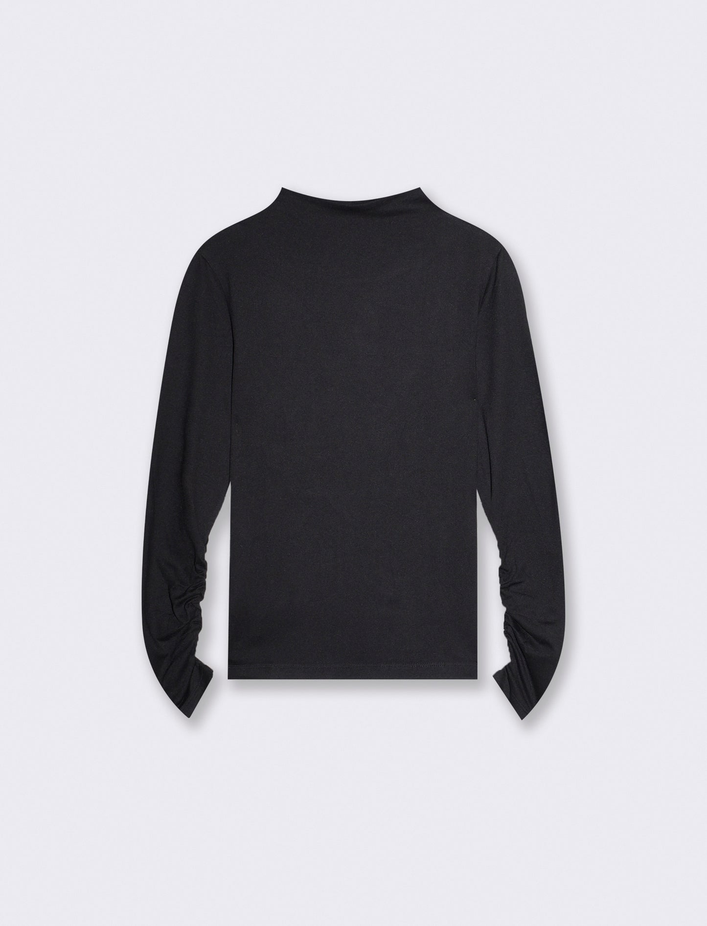 T-shirt basica a manica lunga con collo lupetto - Nero