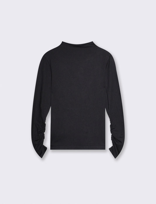 Basic long sleeve T-shirt with turtle neck - Black