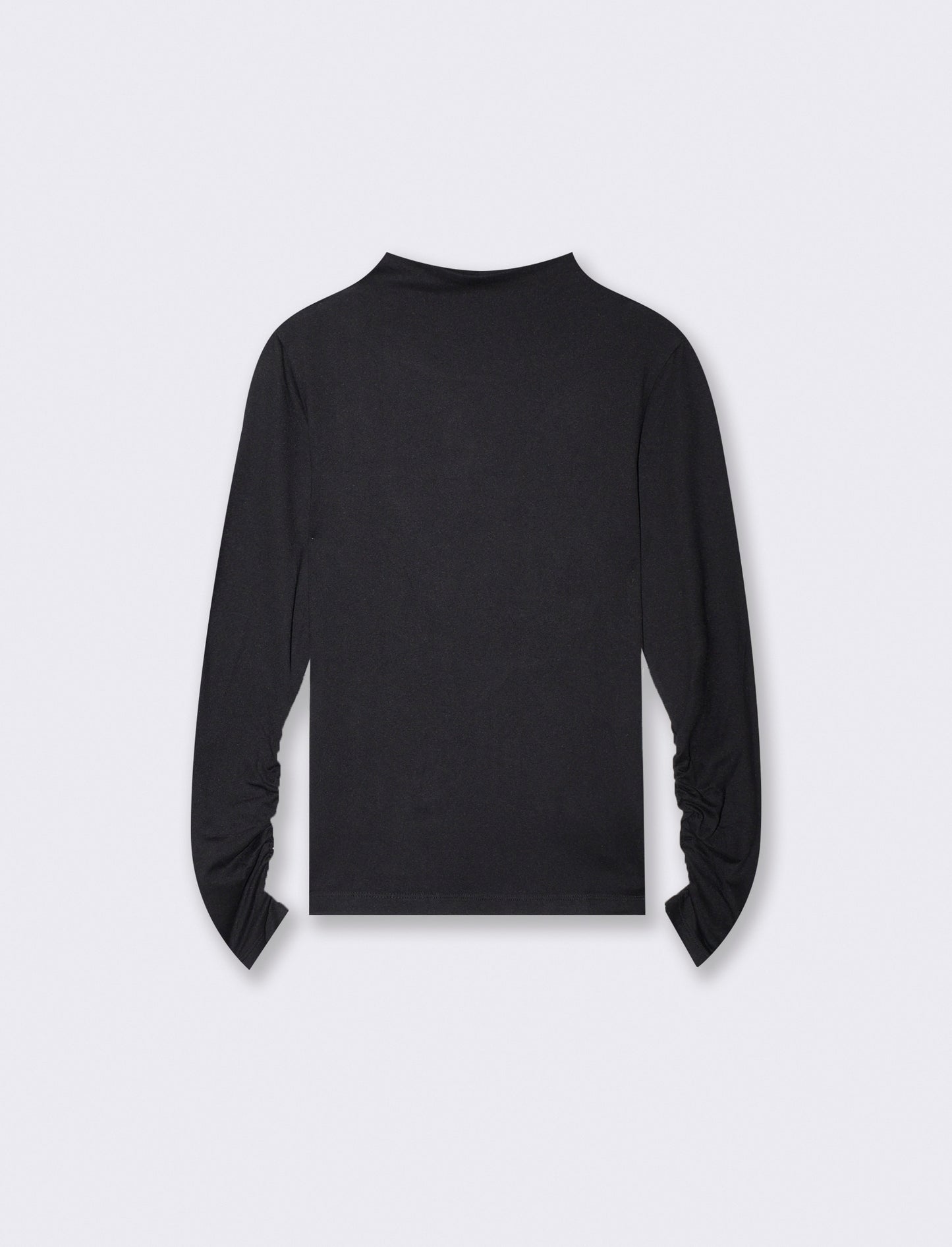 T-shirt basica a manica lunga con collo lupetto - Nero
