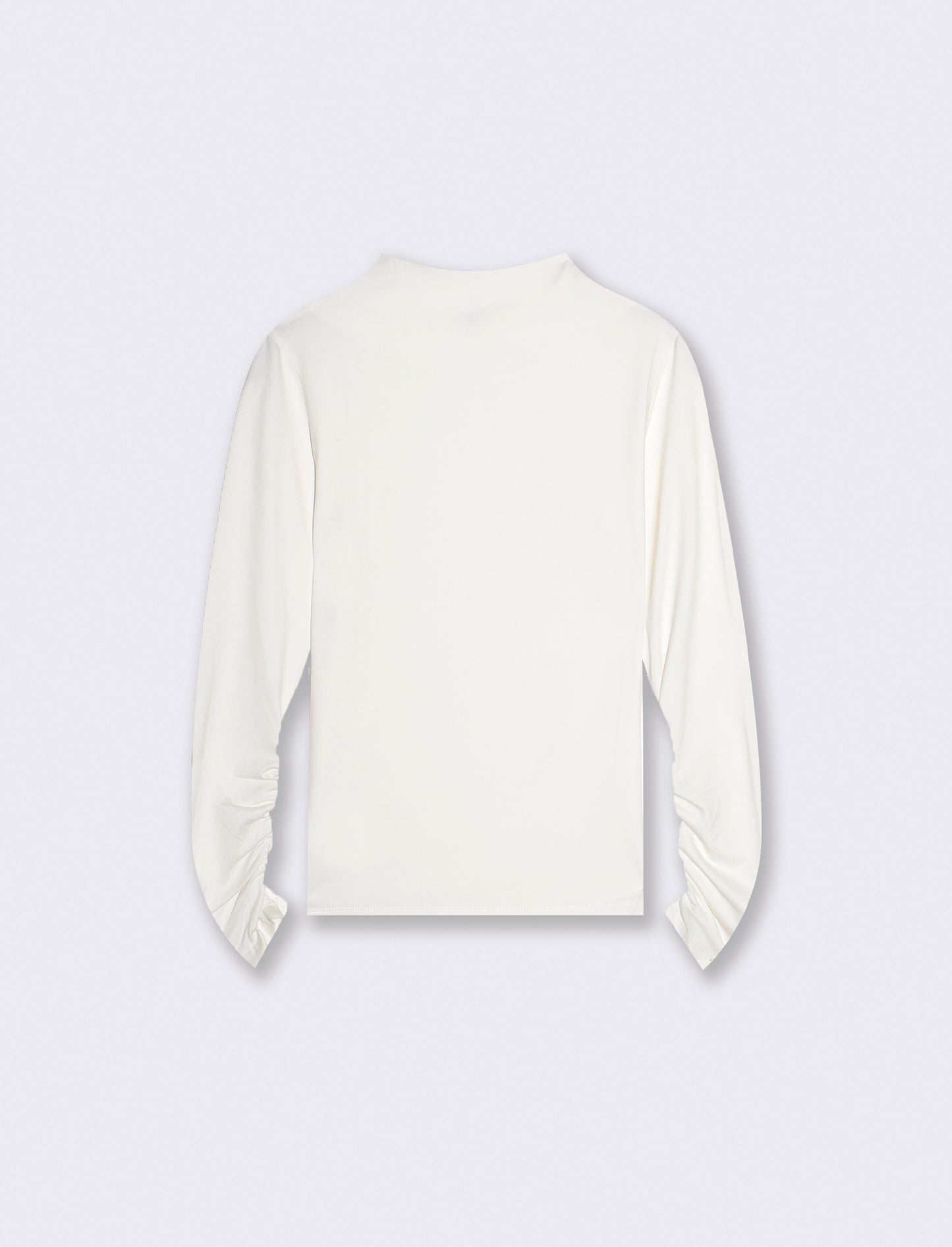 T-shirt basica a manica lunga con collo lupetto - Avorio