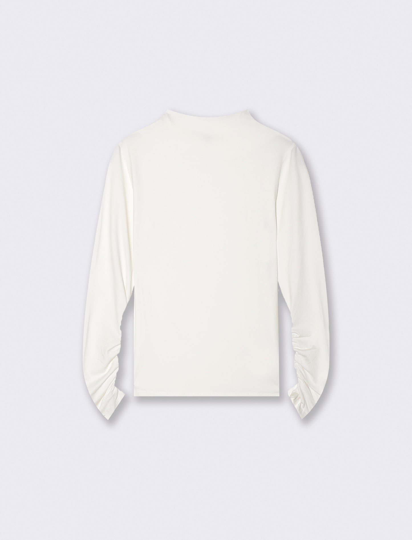 T-shirt basica a manica lunga con collo lupetto - Avorio