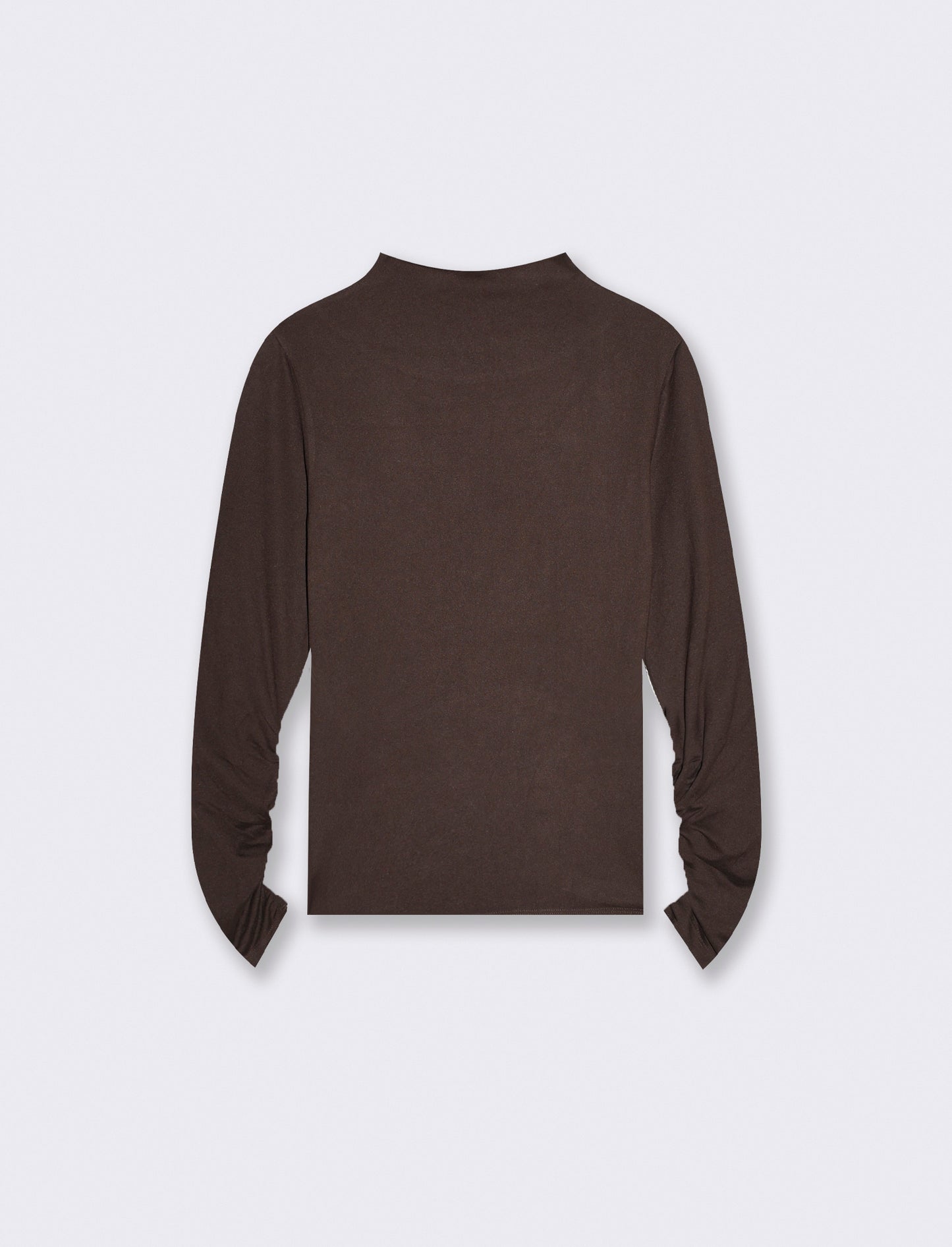 T-shirt basica a manica lunga con collo lupetto - Moro