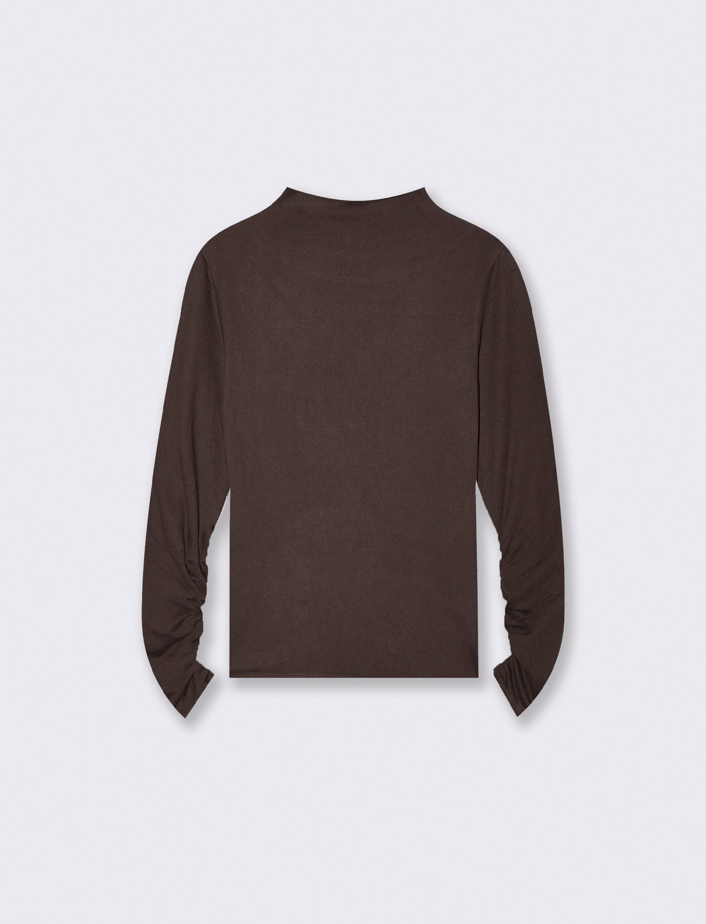 T-shirt basica a manica lunga con collo lupetto - Moro