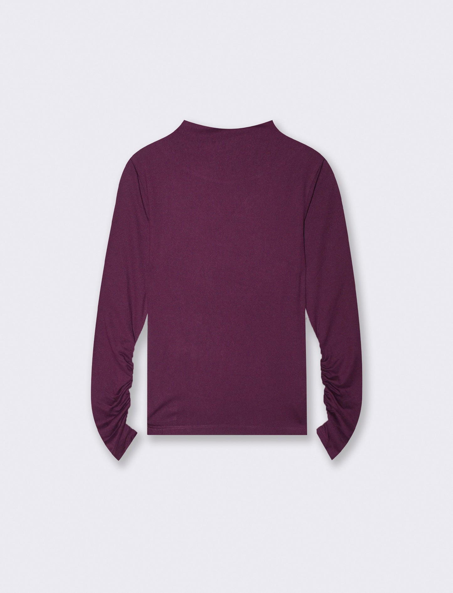 T-shirt basica a manica lunga con collo lupetto - Bordeaux