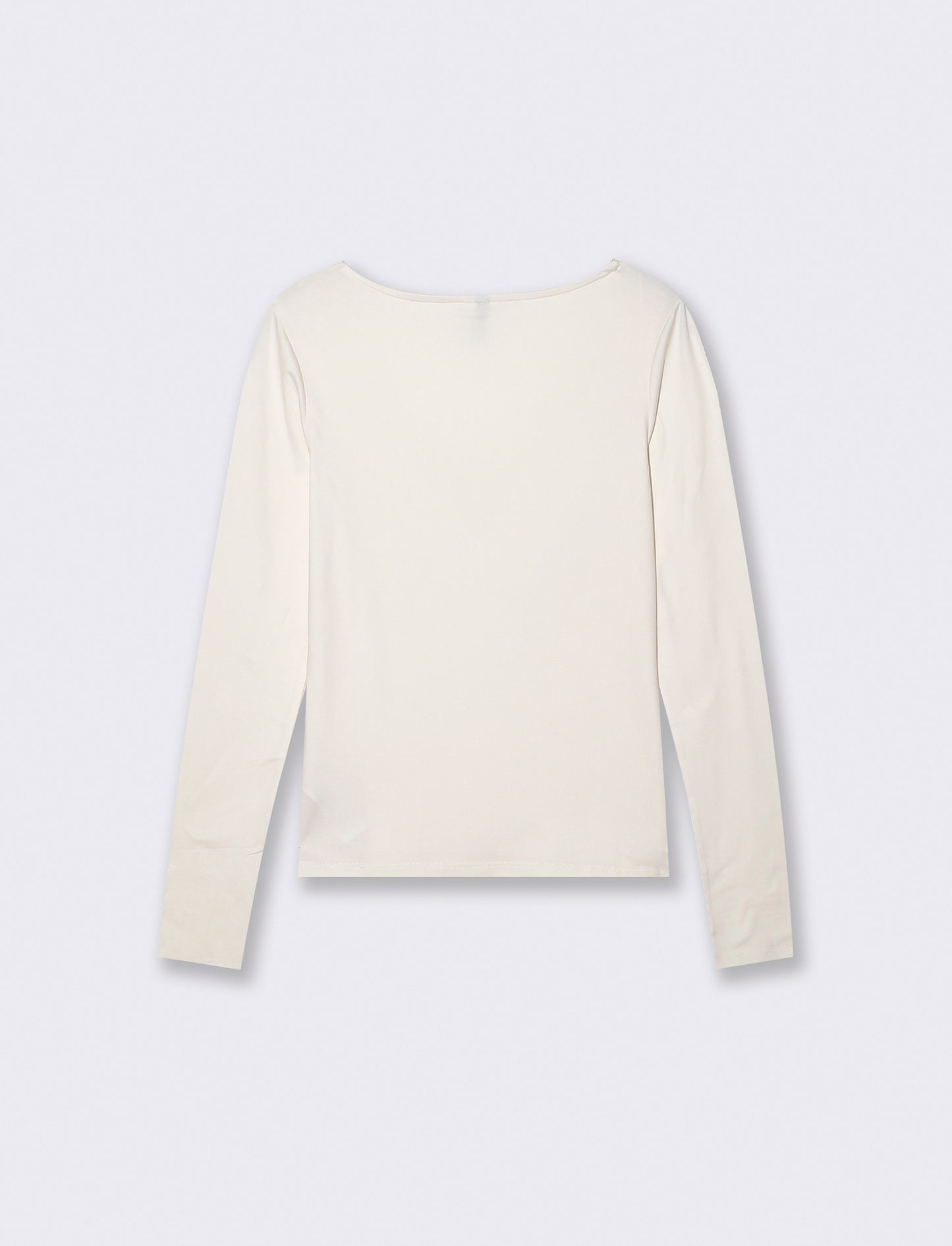 T-shirt manica lunga scollo a V - Avorio