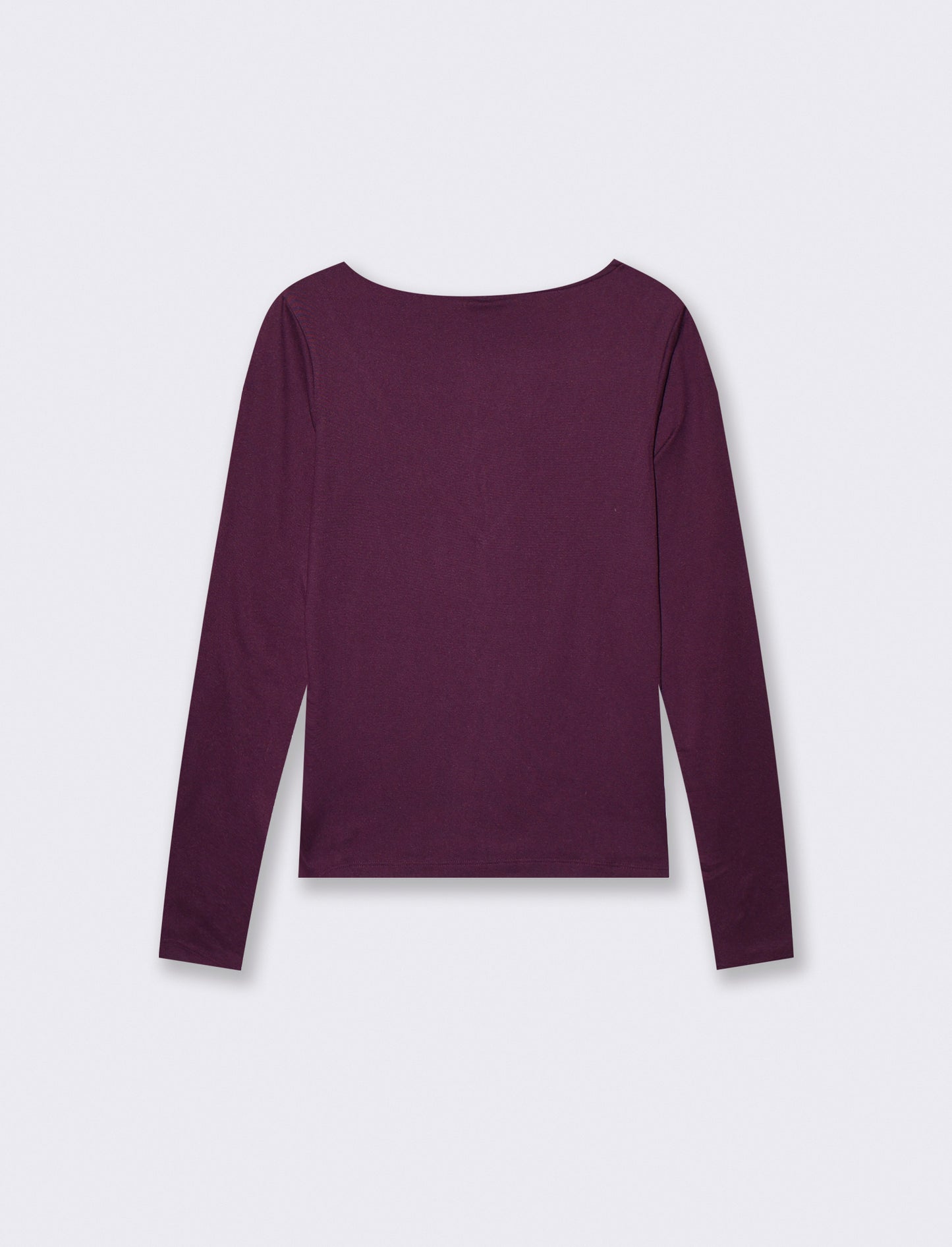 T-shirt manica lunga scollo a V - Bordeaux