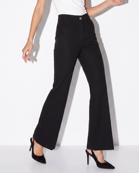 Elegant Milano Point Flare Trousers - Black
