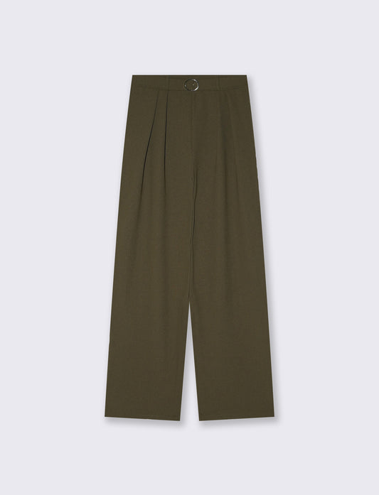 Pantalone wide leg con cintura e pieghe - Ve.milit.