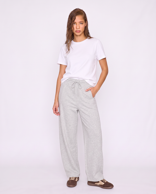 Wide leg sweatpants with drawstring waist - Grey