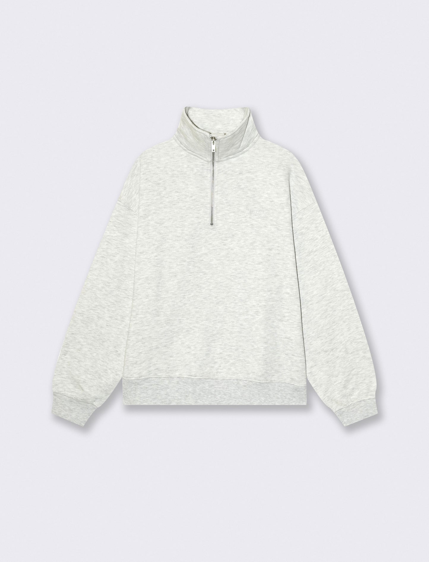 Felpa con collo alto e zip integrata - Grigio chiaro mel.