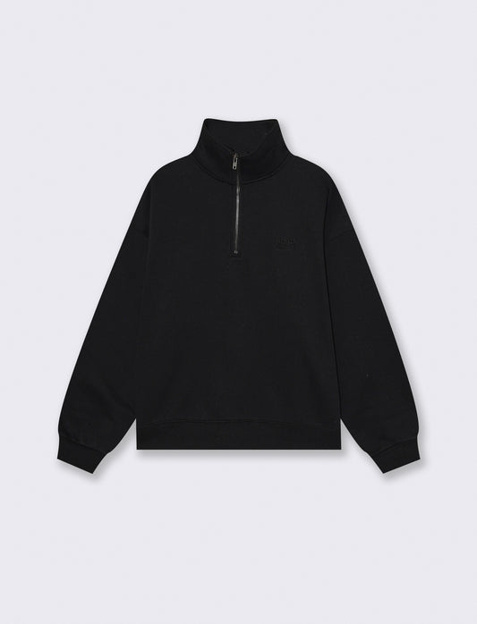 Felpa con collo alto e zip integrata - Nero
