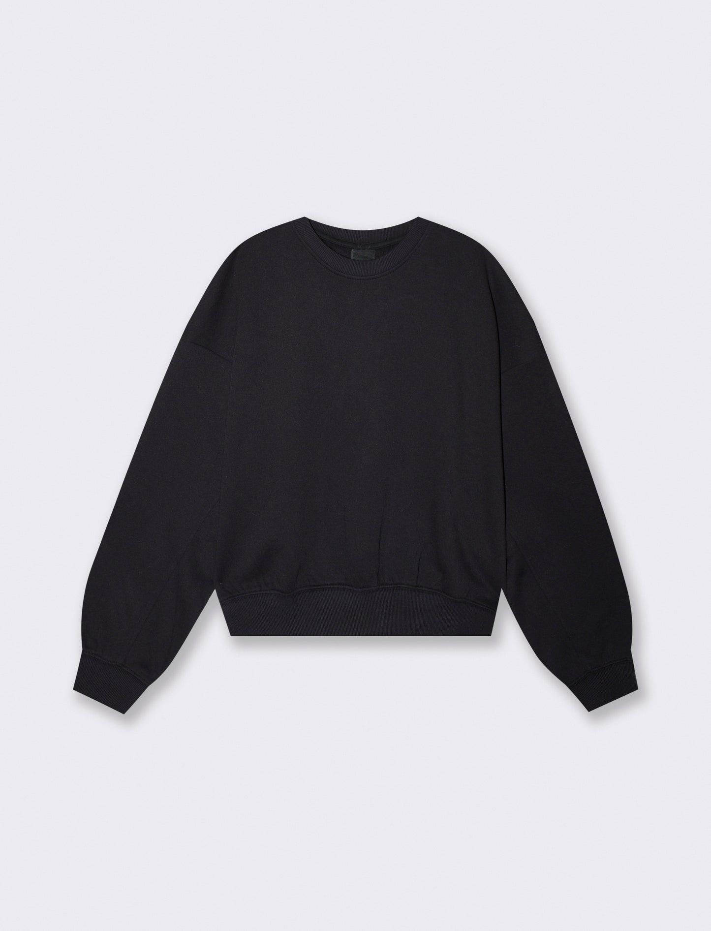 Elegant Mock Neck Oversized Crop Sweatshirt - Black