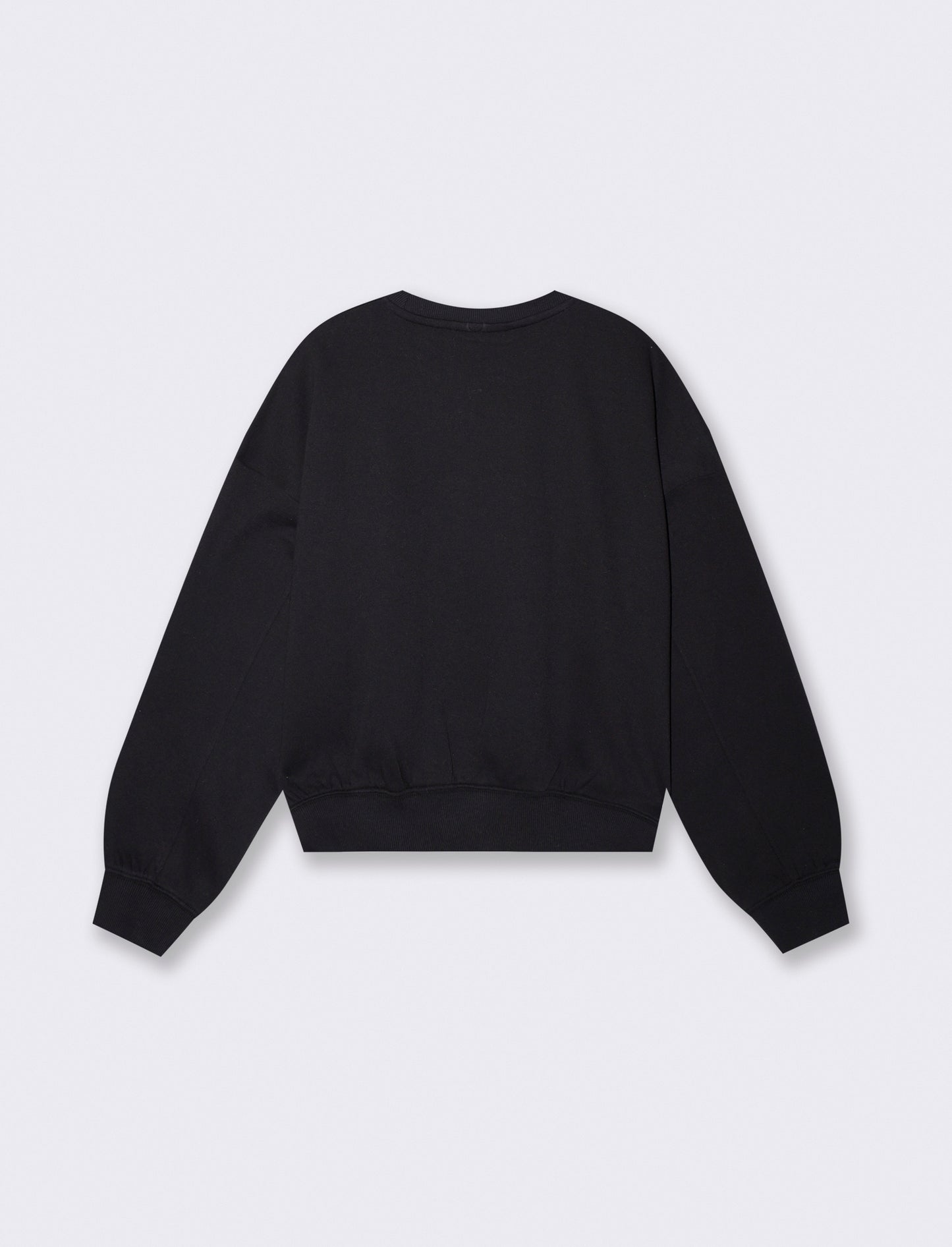 Elegant Mock Neck Oversized Crop Sweatshirt - Black