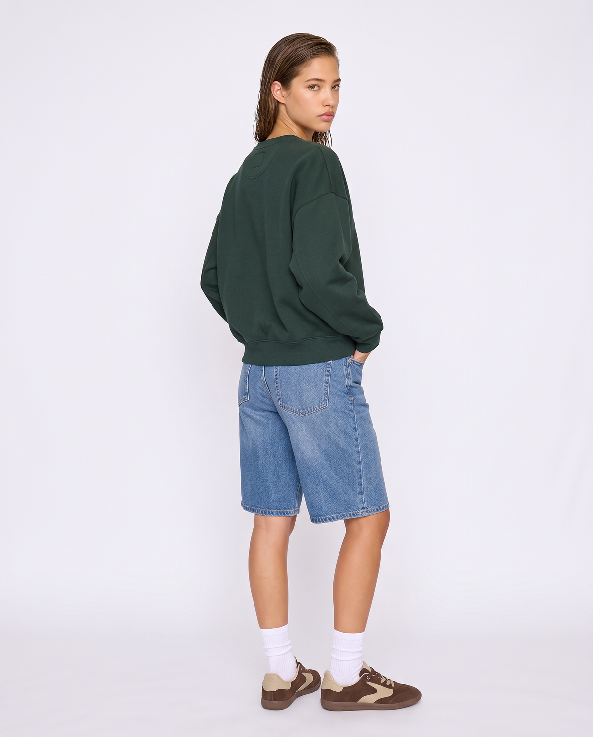 Elegant Mock Neck Oversized Crop Sweatshirt - 