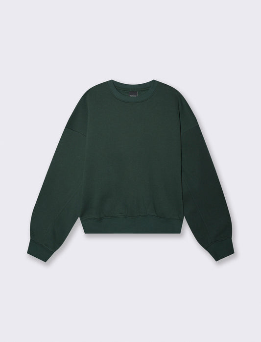 Felpa over crop con paricollo elegante - Verde bosco