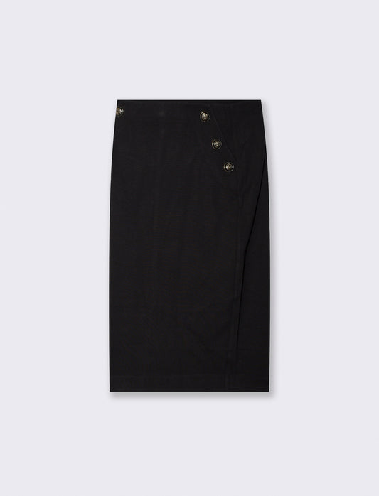Gonna midi con spacco sul retro - Nero