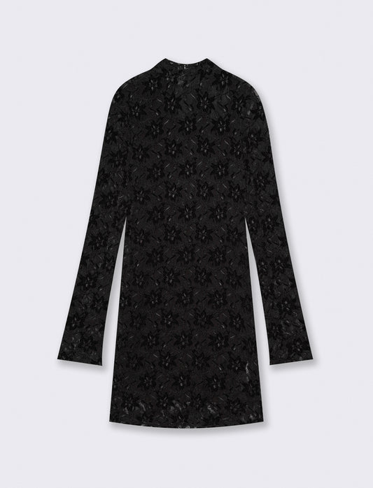 Short long sleeve bodycon dress - Black