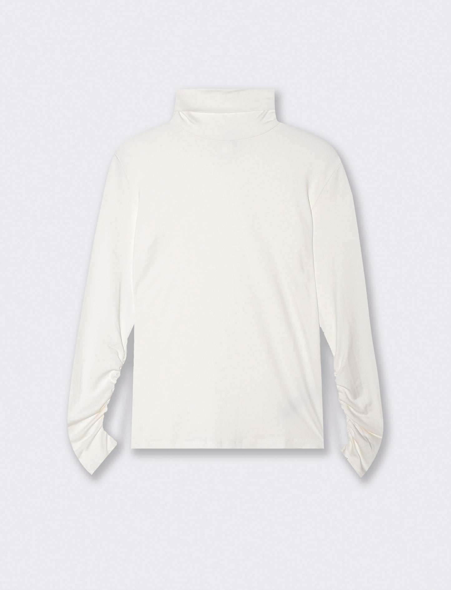 T-shirt collo alto a manica lunga con arriccio - Avorio