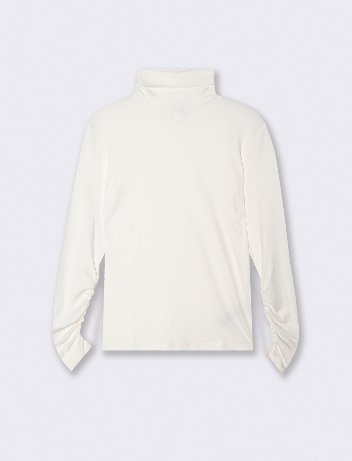T-shirt collo alto a manica lunga con arriccio - Avorio