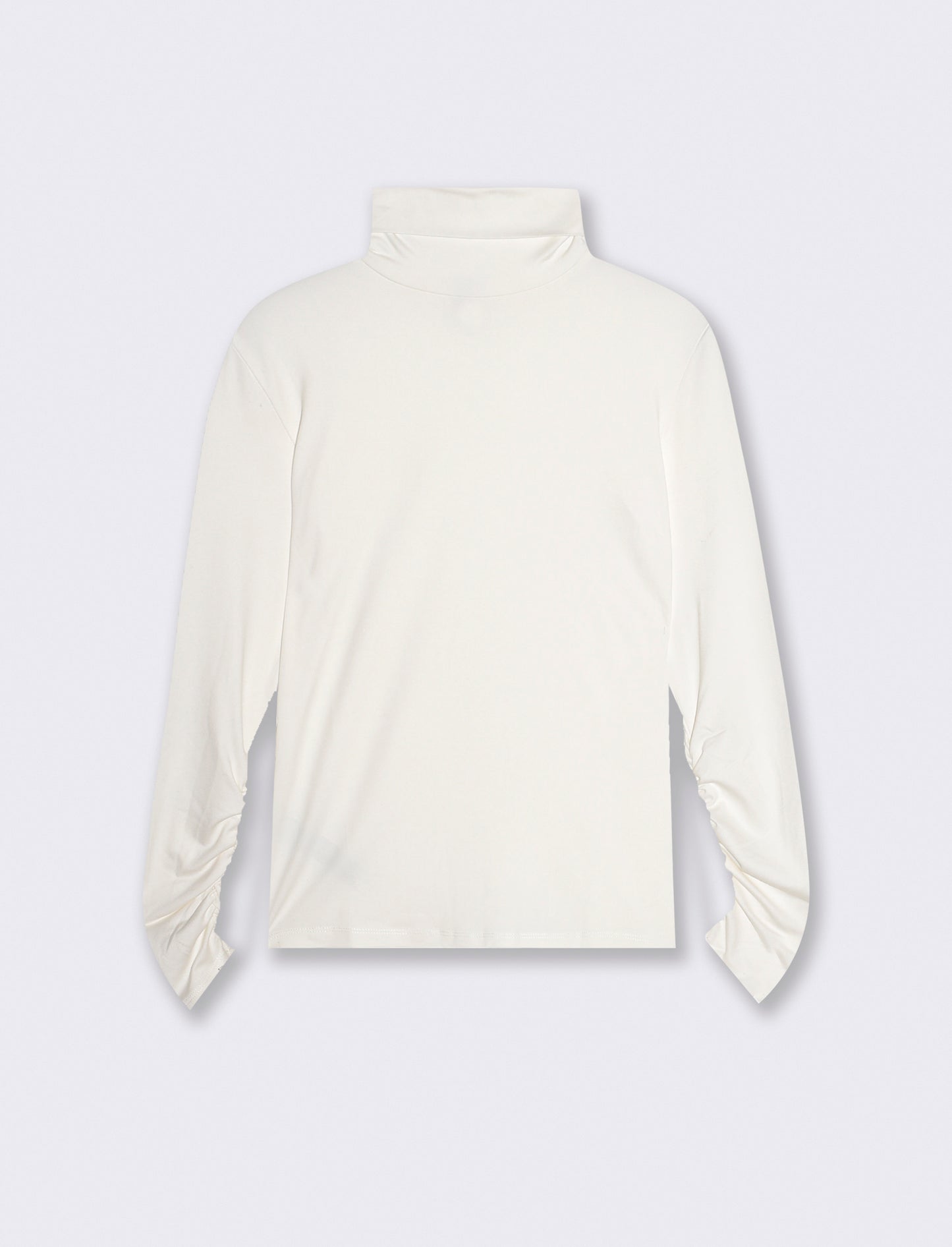 T-shirt collo alto a manica lunga con arriccio - Avorio