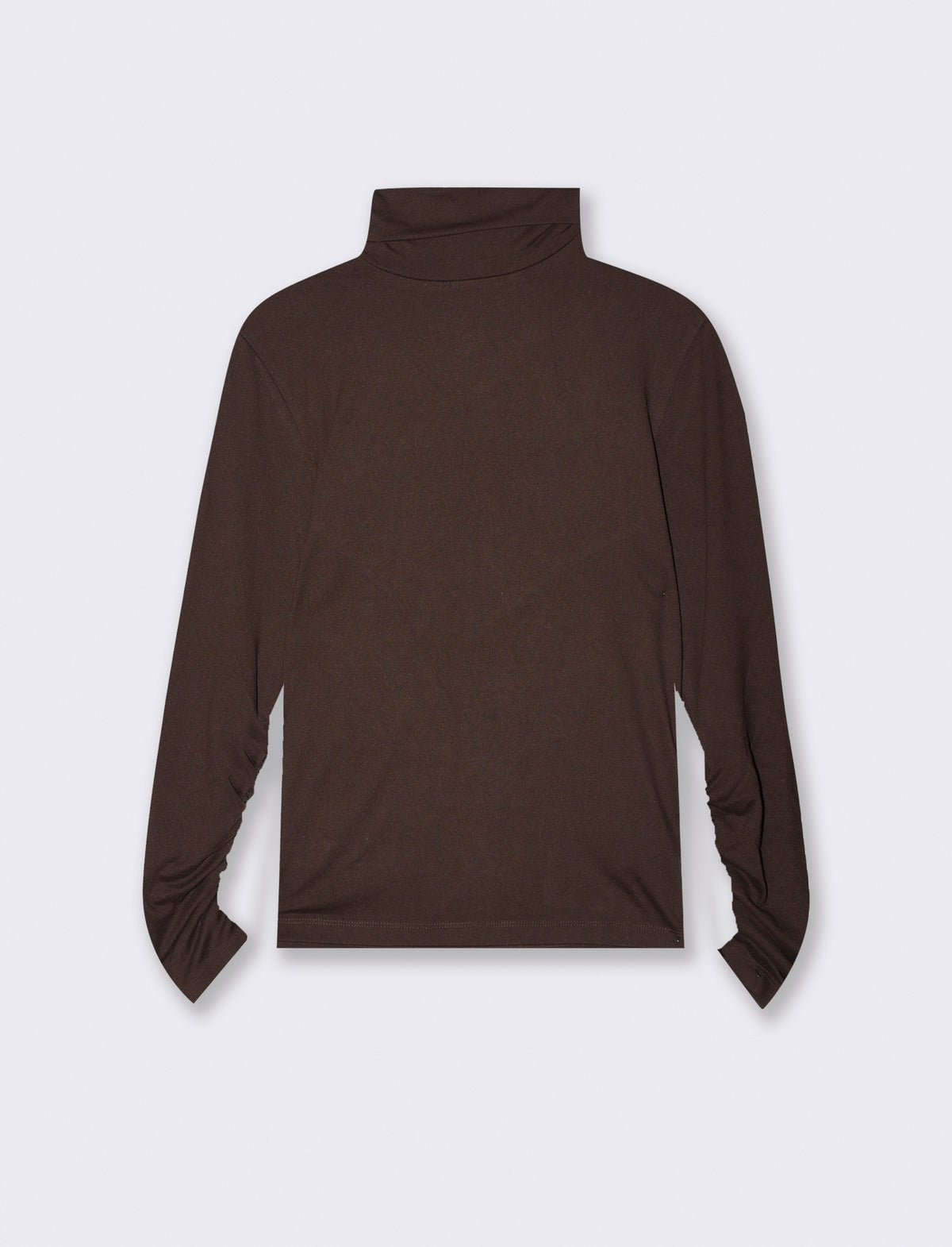 Long Sleeve Turtleneck with Ruffle - Brown