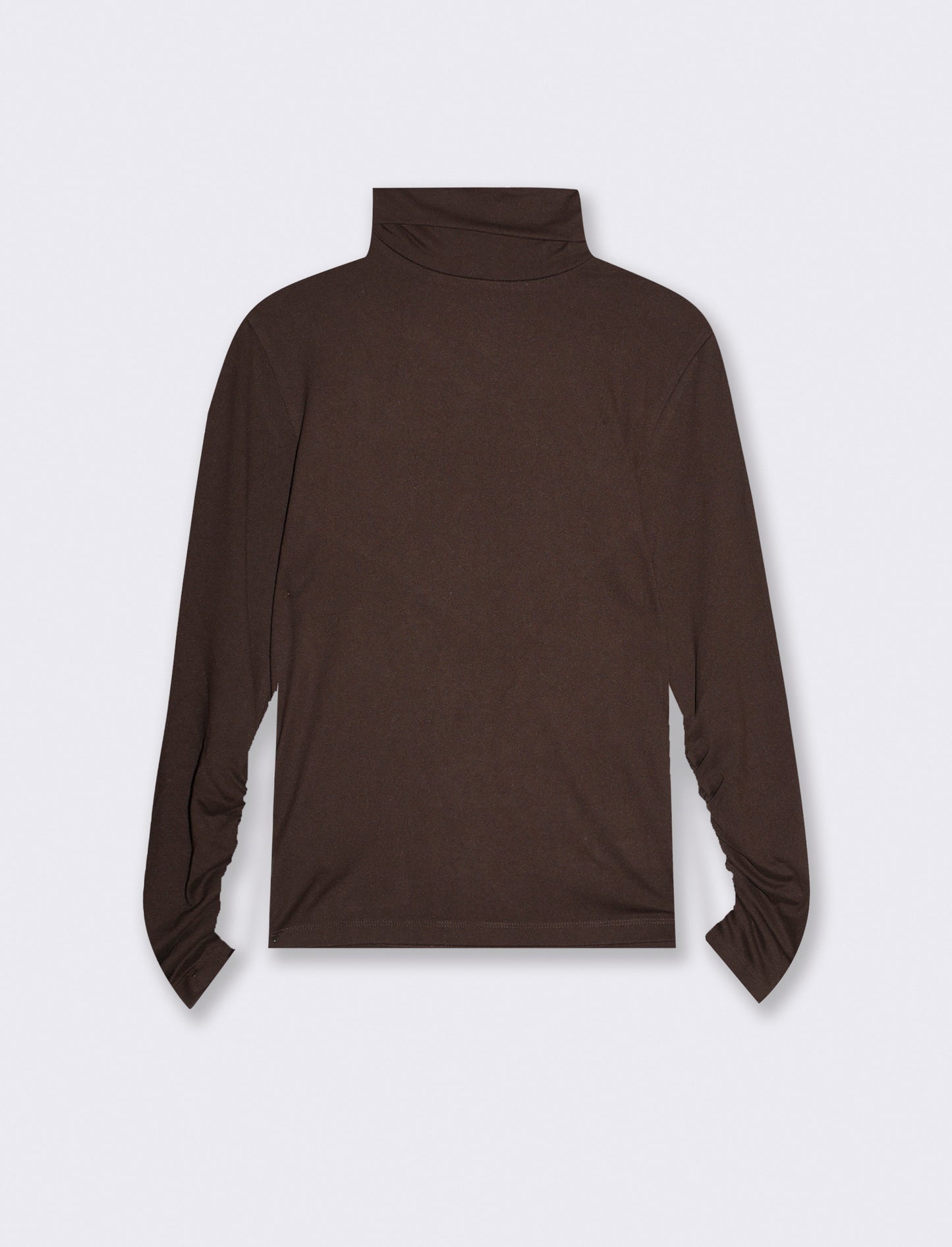 T-shirt collo alto a manica lunga con arriccio - Moro