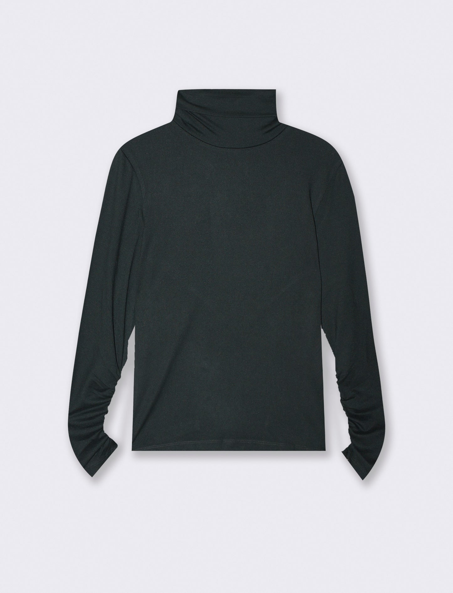 T-shirt collo alto a manica lunga con arriccio - Verde bosco