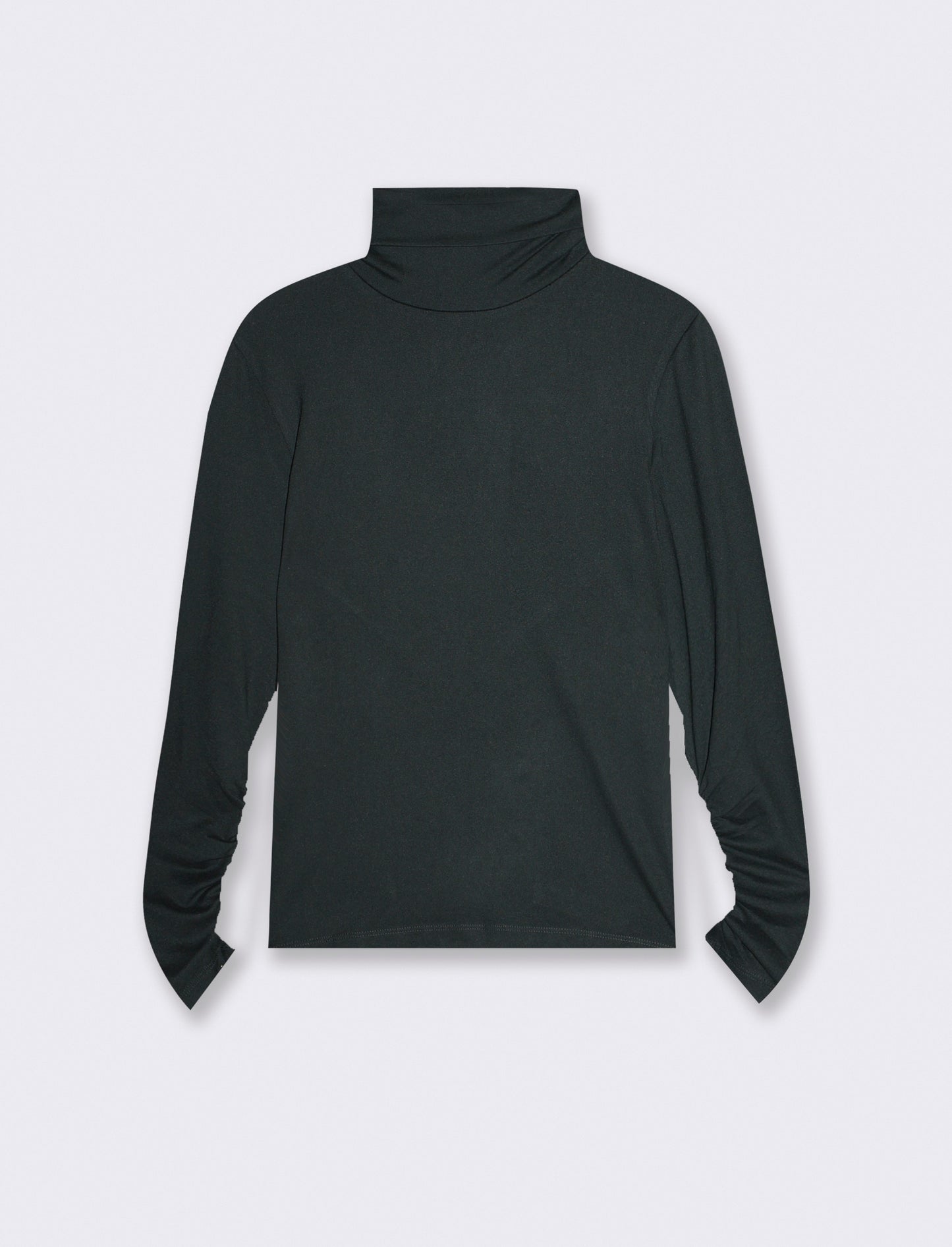 T-shirt collo alto a manica lunga con arriccio - Verde bosco