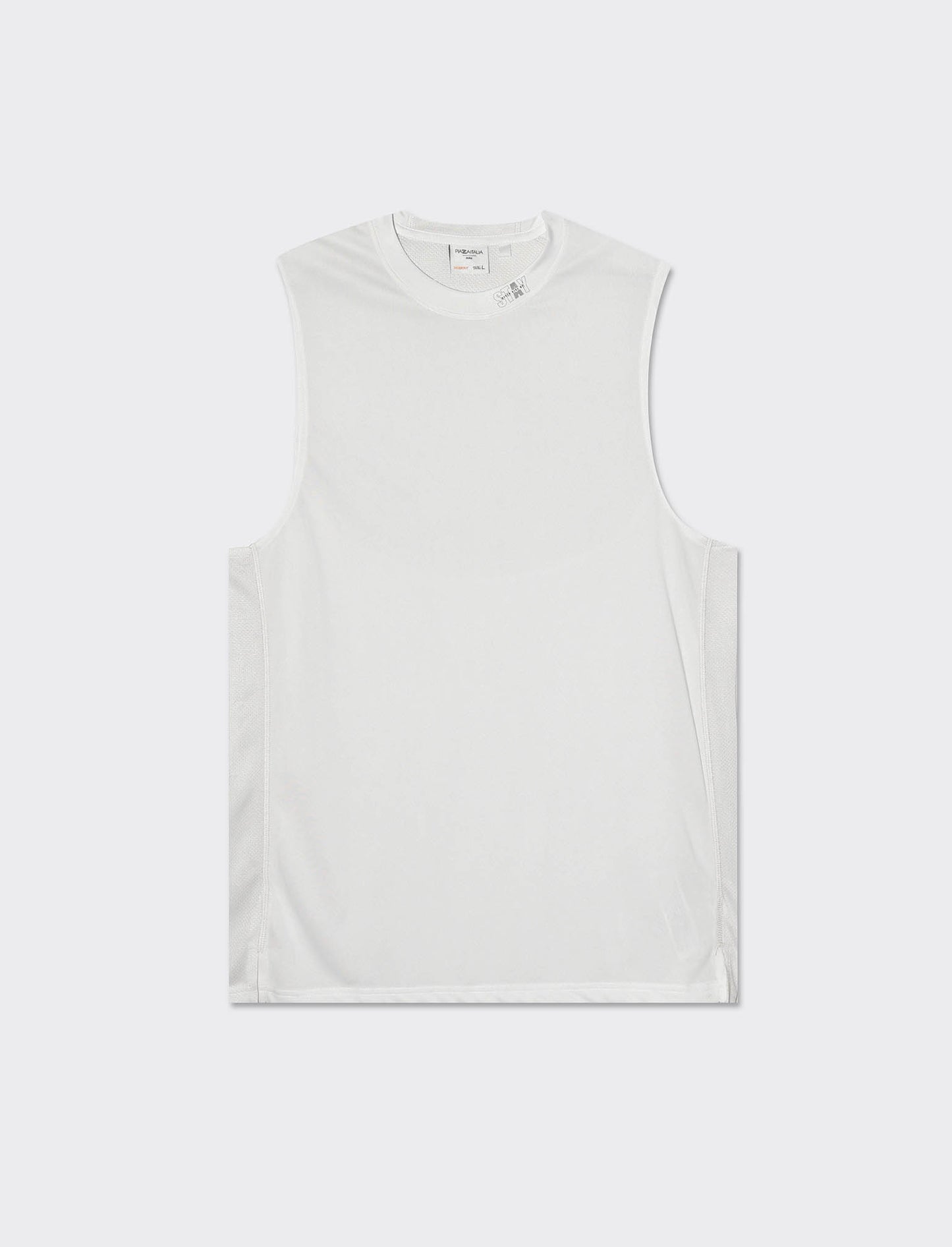 Men's Wide Fit Training Tank Top with Technical Fabric and Round Neck - White