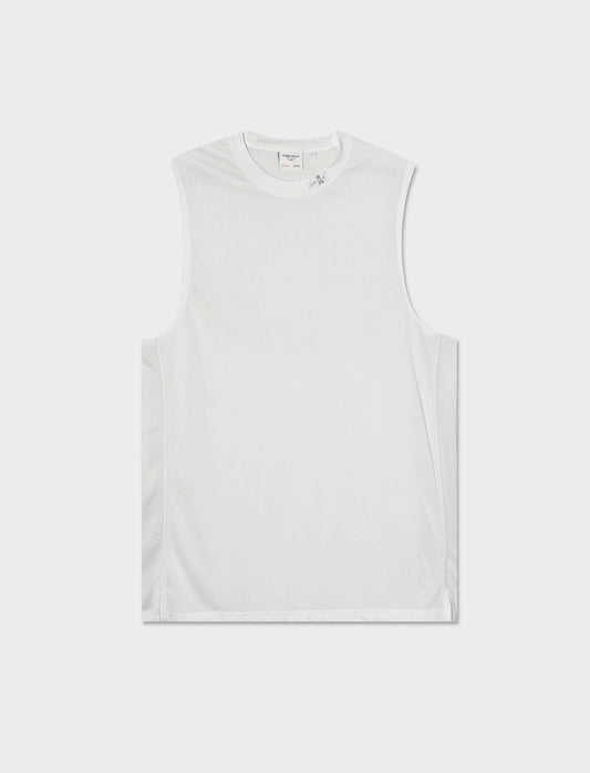 Men's Wide Fit Training Tank Top with Technical Fabric and Round Neck - White