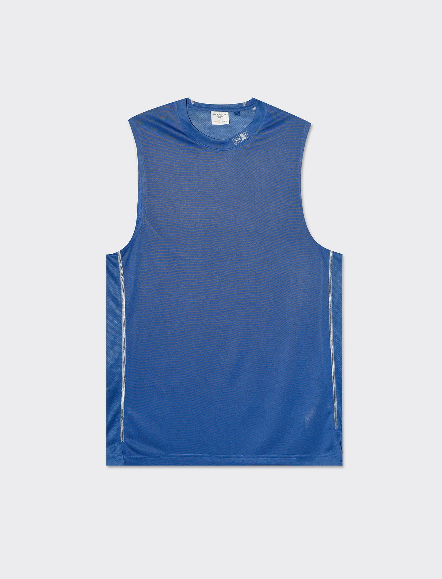 Men's Wide Fit Training Tank Top with Technical Fabric and Round Neck - Blue