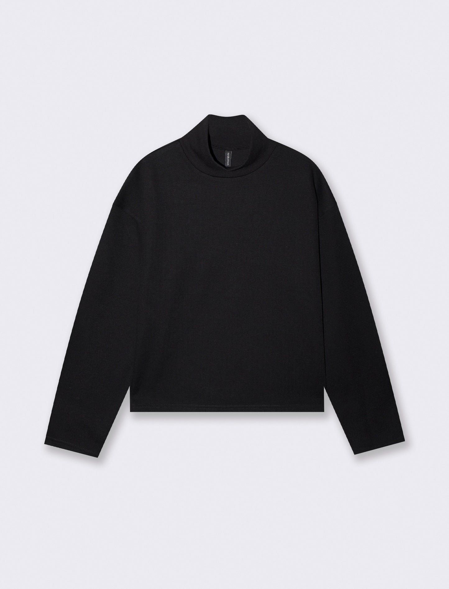 T-shirt collo alto basica e regolare - Nero