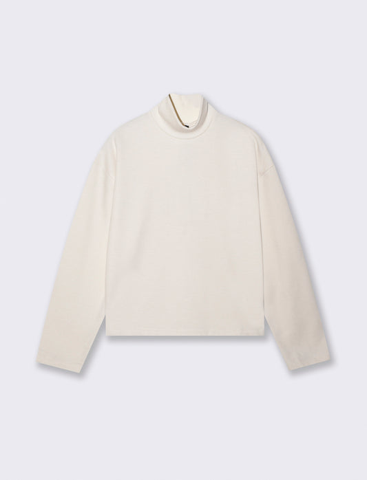 T-shirt collo alto basica e regolare - Avorio
