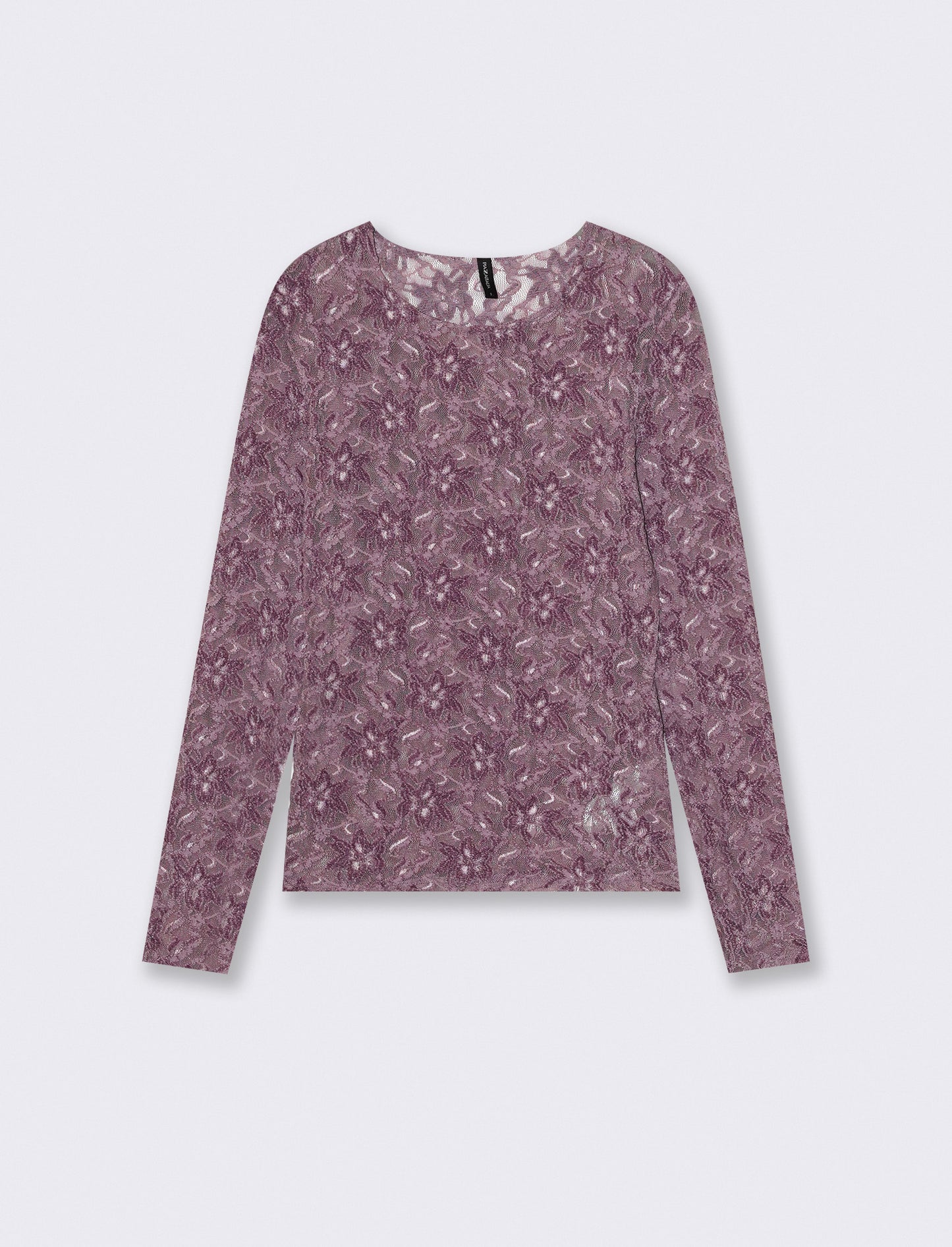 T-shirt in rete a manica lunga con stampa - Viola malva