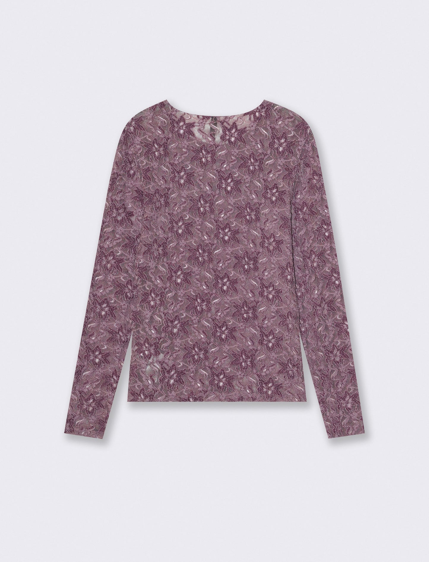 T-shirt in rete a manica lunga con stampa - Viola malva