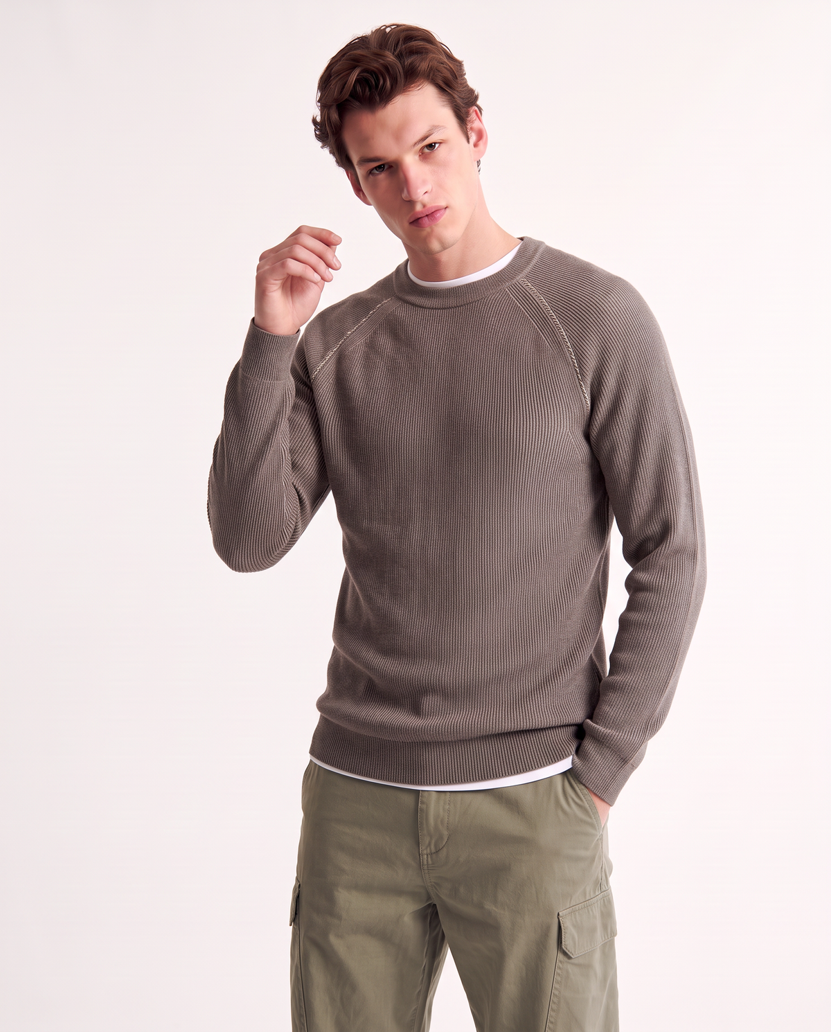 Ribbed Double Thread Sweater Vanisè - Grey