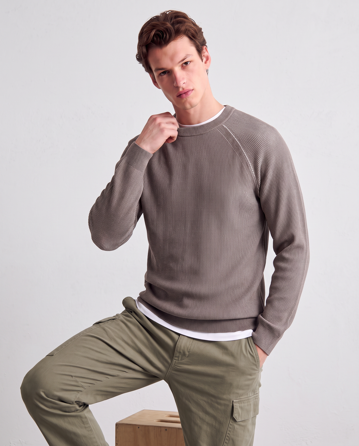 Ribbed Double Thread Sweater Vanisè - Grey