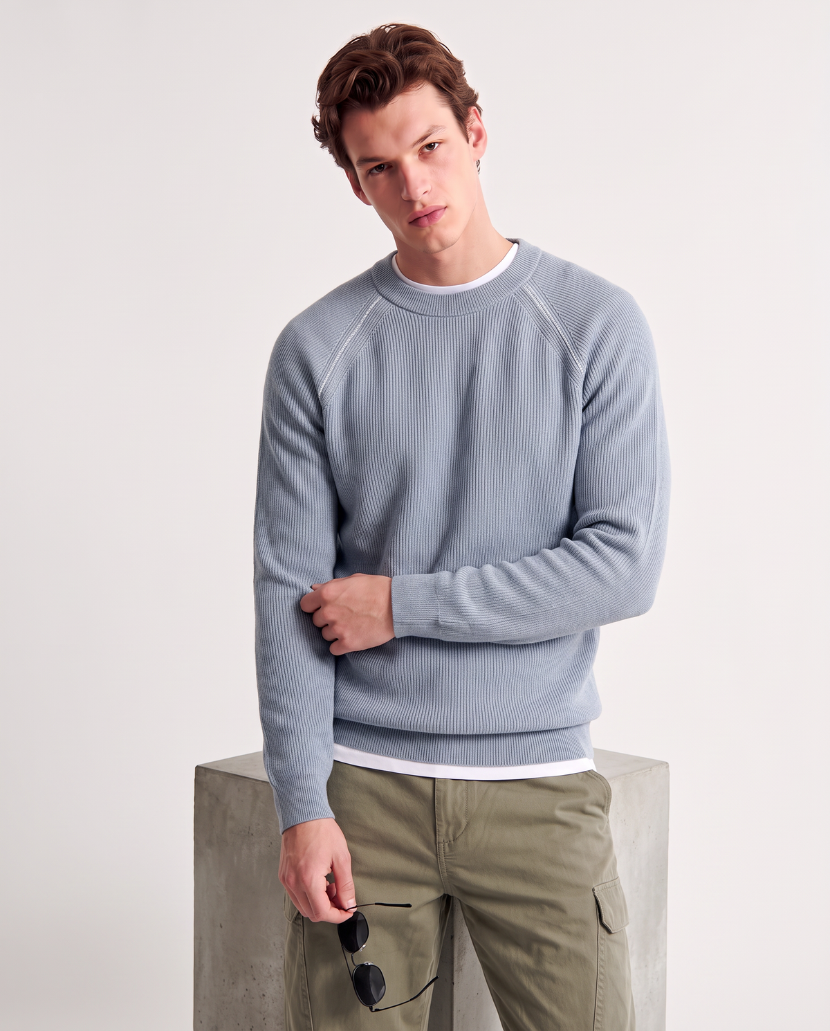 Ribbed Double Thread Sweater Vanisè - Sky blue