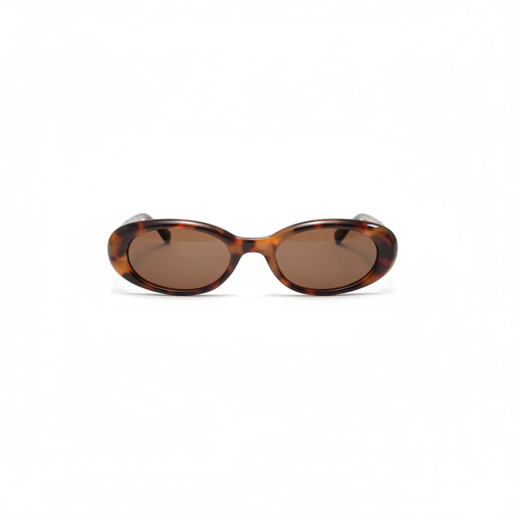 Oval Frame Glasses - Brown