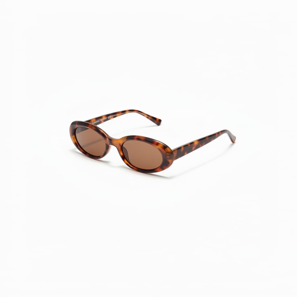 Oval Frame Glasses - Brown