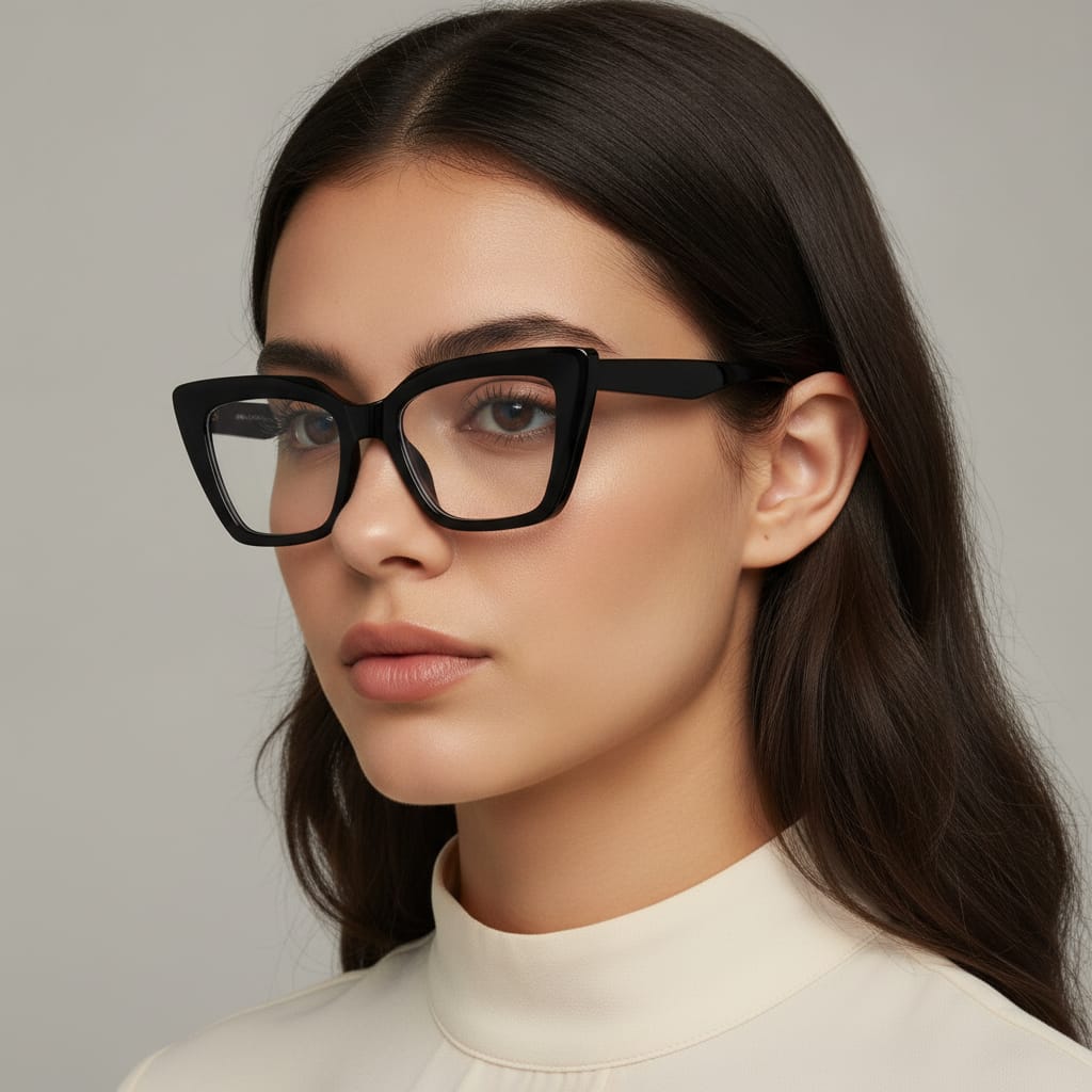 Square glasses with blue filter - Black