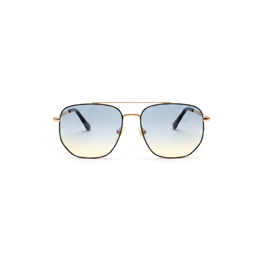 Men's Metal Glasses with Square Lenses - Gold