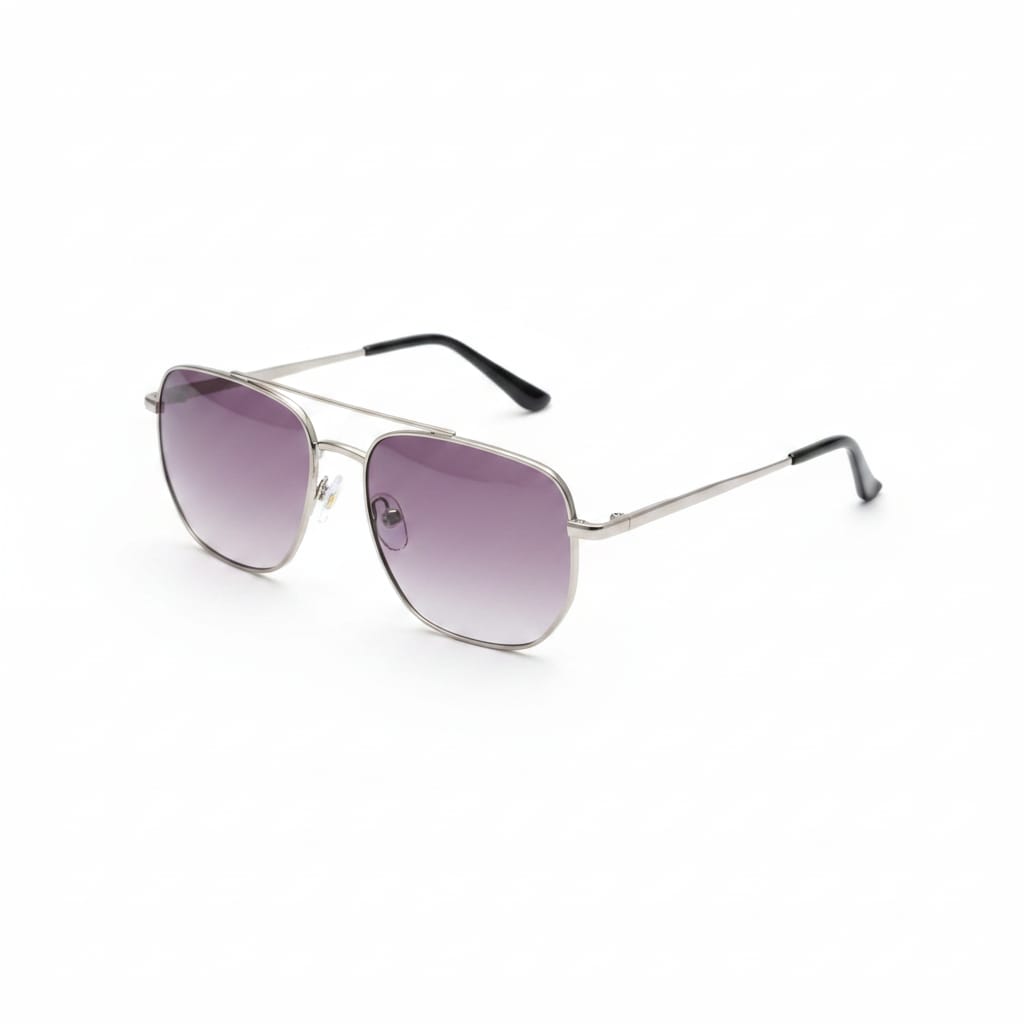 Men's Metal Glasses with Square Lenses - Silver
