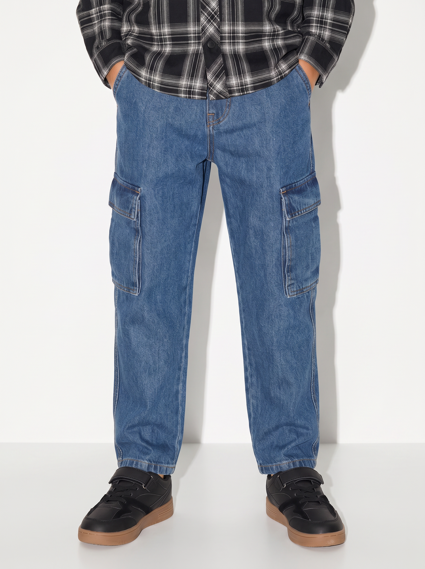 Jeans cargo in cotone per bimbi stylish - Denim